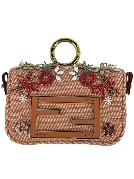 Fendi Handbags - Fendi Nano Baguette Charm Logo 2-Way Cross Beads Canvas Orange